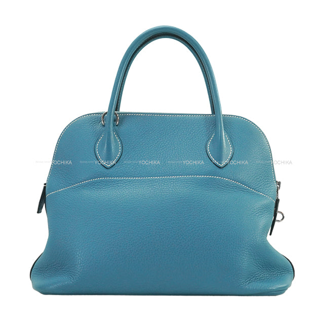 [Pre-loved] HERMES Shoulder bag Bolide31 Bleu Jean Taurillon Clemence Silver HW Stamp □K[USED SA][Authentic]