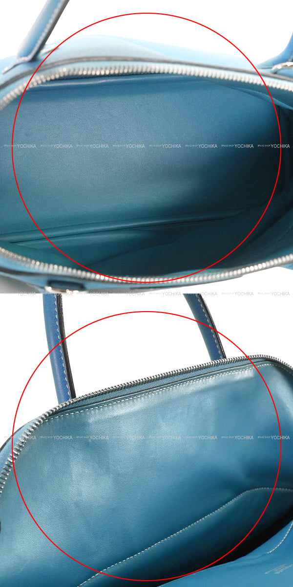 [Pre-loved] HERMES Shoulder bag Bolide31 Bleu Jean Taurillon Clemence Silver HW Stamp □K[USED SA][Authentic]