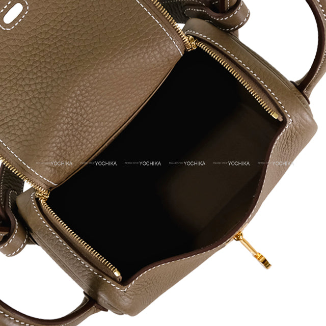 HERMES Shoulder bag Lindy mini 2 20 Etoupe Taurillon Clemence Gold HW Stamp K[BRAND NEW][Authentic]