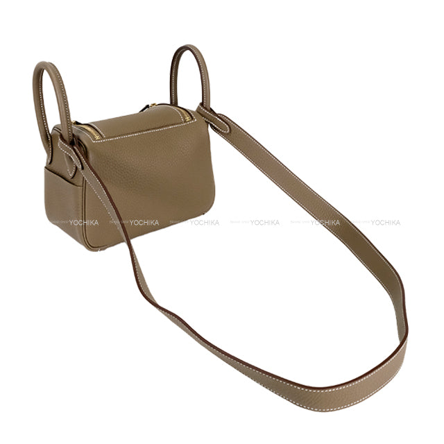 HERMES Shoulder bag Lindy mini 2 20 Etoupe Taurillon Clemence Gold HW Stamp K[BRAND NEW][Authentic]