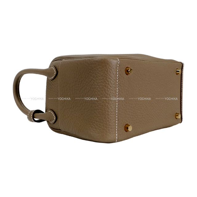 HERMES Shoulder bag Lindy mini 2 20 Etoupe Taurillon Clemence Gold HW Stamp K[BRAND NEW][Authentic]