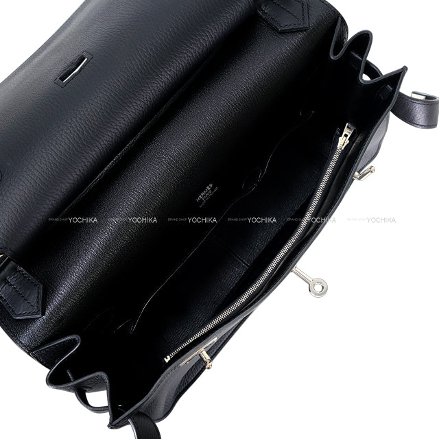 [Pre-loved] HERMES Shoulder bag Jypsiere 34 Noir (Black) Taurillon Clemence Silver HW Stamp □P[USED SA][Authentic]