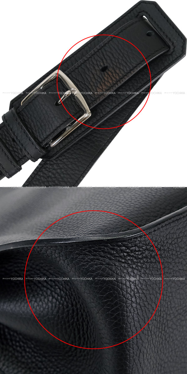 [Pre-loved] HERMES Shoulder bag Jypsiere 34 Noir (Black) Taurillon Clemence Silver HW Stamp □P[USED SA][Authentic]