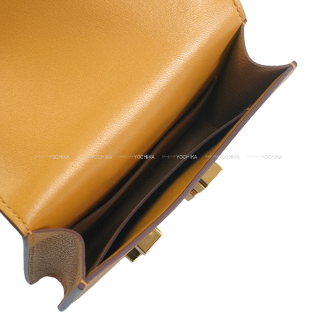HERMES Bi-fold wallet Constance Slim Biscuit Veau Epsom Gold HW Stamp B[EXCELLENT][Authentic]