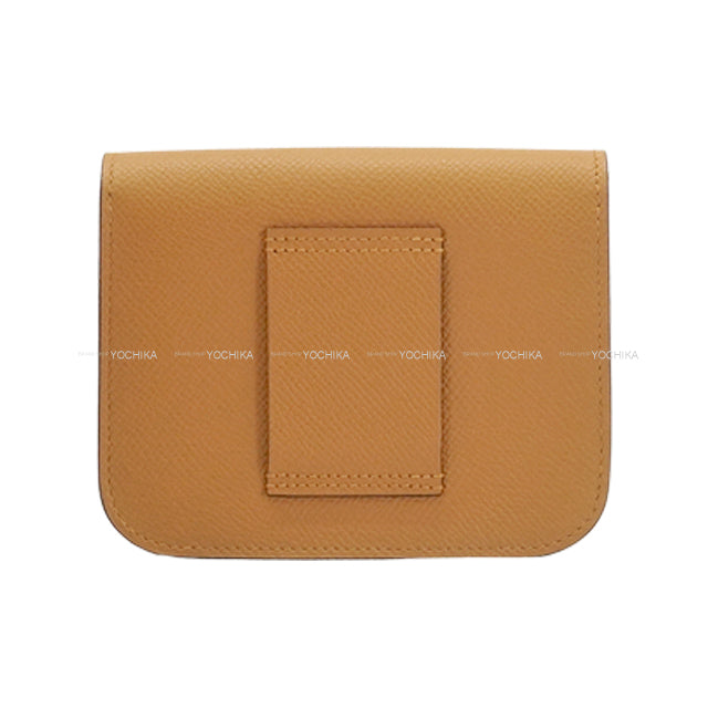 HERMES Bi-fold wallet Constance Slim Biscuit Veau Epsom Gold HW Stamp B[EXCELLENT][Authentic]