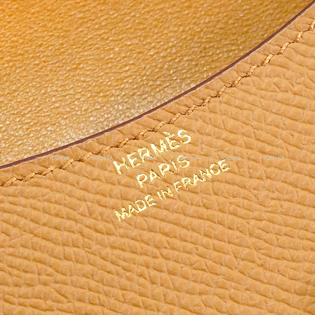 HERMES Bi-fold wallet Constance Slim Biscuit Veau Epsom Gold HW Stamp B[EXCELLENT][Authentic]