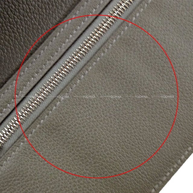 [Pre-loved] HERMES long wallet CITIZEN Twill Long Scarf with HER-MES Print Gris Meyer Evercolor/Silk Silver HW Stamp B[LIKE NEW][Authentic]