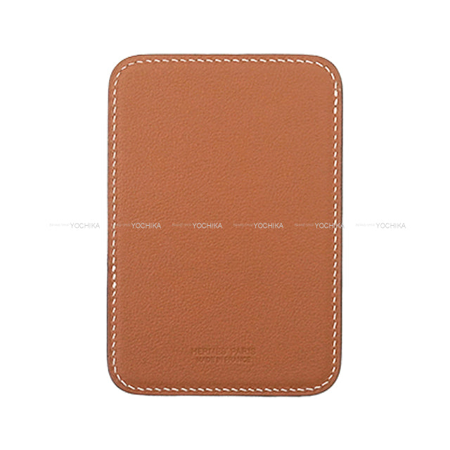[Pre-loved] HERMES card holder MagSafe Eman Cheval Gold Veau Swift Stamp B[LIKE NEW][Authentic]