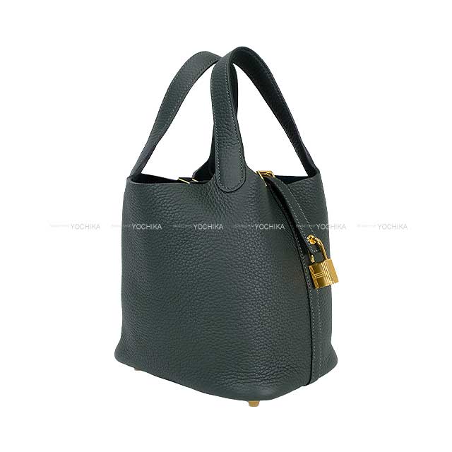 HERMES Handbag Picotin Lock 18 PM Vert Fonce Taurillon Clemence Gold HW Stamp K[BRAND NEW][Authentic]