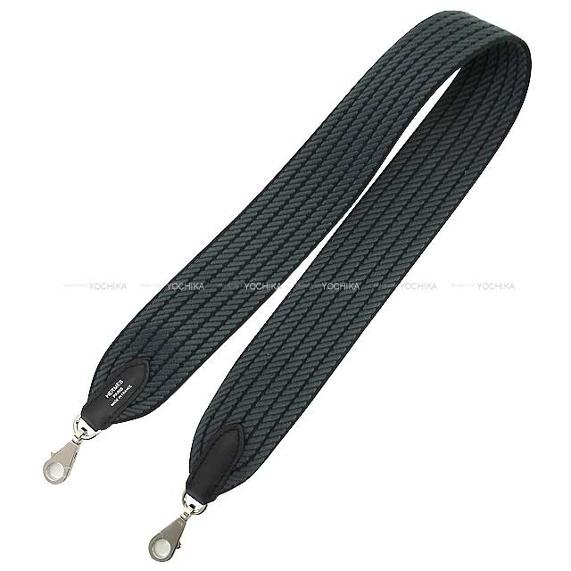 HERMES Handbag Bandouliere 50mm 70cm Sangles Cordage Noir (Black)/Gris Misty Toile H/Veau Swift Silver HW Stamp W[BRAND NEW][Authentic]