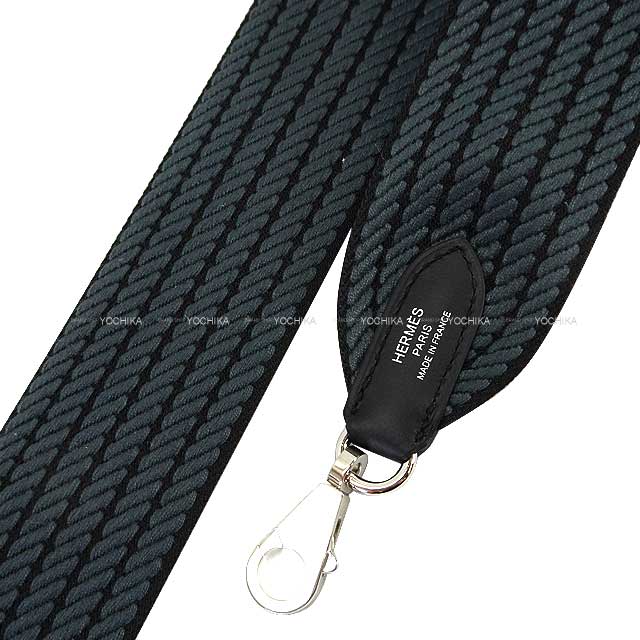 HERMES Handbag Bandouliere 50mm 70cm Sangles Cordage Noir (Black)/Gris Misty Toile H/Veau Swift Silver HW Stamp W[BRAND NEW][Authentic]