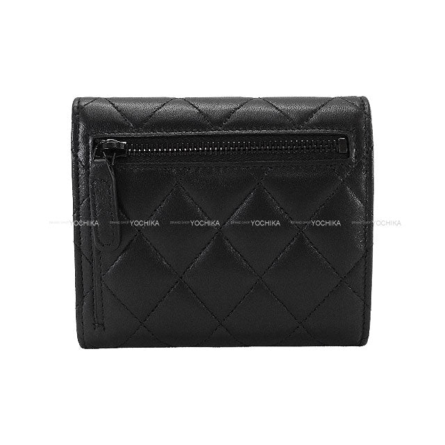 CHANEL Tri-fold wallet Classic Matelasse COCO with Coin Case Small Flap Noir (Black) Lambskin Black HW AP0231[BRAND NEW][Authentic]