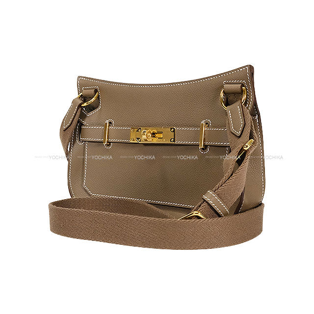 HERMES Shoulder bag Jypsiere Mini Etoupe Evercolor Gold HW Stamp K[BRAND NEW][Authentic]