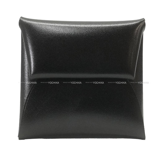 HERMES change purse Bastia Noir (Black) Box Calf Silver HW Stamp W[BRAND NEW][Authentic]