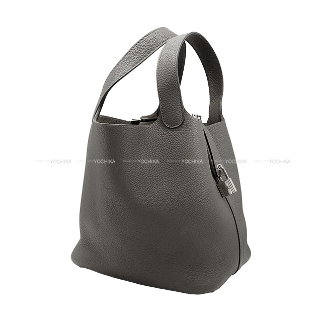 [Pre-loved] HERMES Handbag Picotin Lock 22 MM Gris Meyer Taurillon Maurice Silver HW Stamp U[LIKE NEW][Authentic]