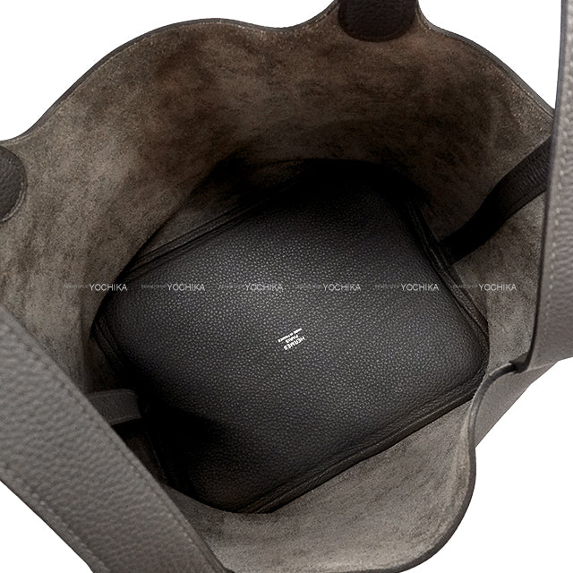 [Pre-loved] HERMES Handbag Picotin Lock 22 MM Gris Meyer Taurillon Maurice Silver HW Stamp U[LIKE NEW][Authentic]