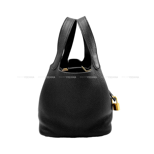 [Pre-loved] HERMES Handbag Picotin Lock 18 PM Noir (Black) Taurillon Clemence Gold HW Stamp Z[USED SA][Authentic]
