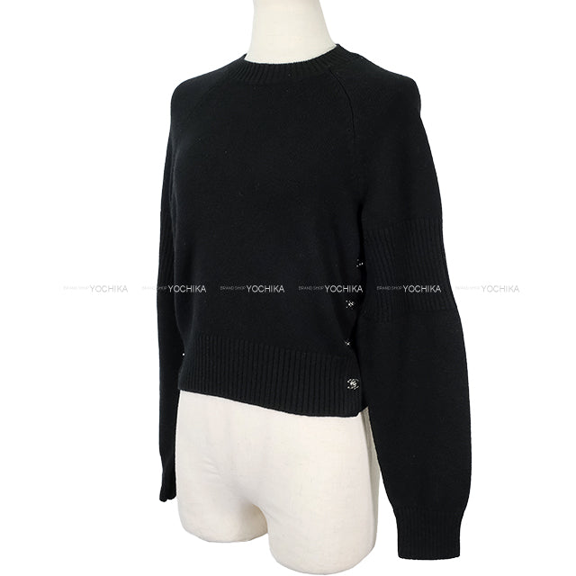 2024AW CHANEL Sweater Knit turn lock COCO Mark Button Noir (Black) Cashmere/Polyurethane/Nylon #34 Silver HW P77871[EXCELLENT][Authentic]