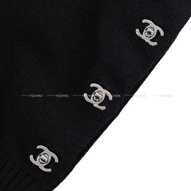 2024AW CHANEL Sweater Knit turn lock COCO Mark Button Noir (Black) Cashmere/Polyurethane/Nylon #34 Silver HW P77871[EXCELLENT][Authentic]