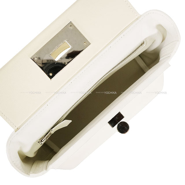 [Pre-loved] HERMES Shoulder bag Sac 24/24 21 Mini Blanc (White)/Nata Evercolor/Veau Swift Silver HW Stamp U[LIKE NEW][Authentic]