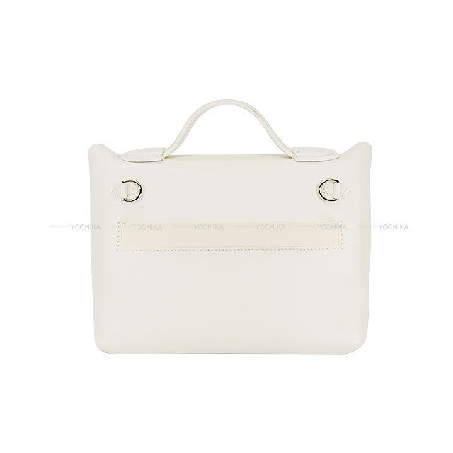 [Pre-loved] HERMES Shoulder bag Sac 24/24 21 Mini Blanc (White)/Nata Evercolor/Veau Swift Silver HW Stamp U[LIKE NEW][Authentic]