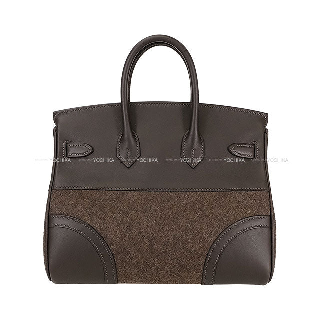 HERMES Handbag Go Team with Tassel Ebene/Chocolat/New White Feutre(Felt)/Veau Swift Silver HW Stamp W[BRAND NEW][Authentic]