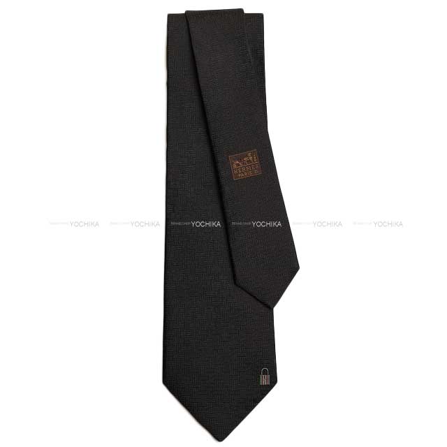 HERMES tie PINCES H Noir (Black) Silk100% 659343T01[BRAND NEW][Authentic]