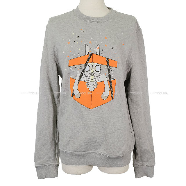 [Pre-loved] 2024 SS HERMES Sweat men's print Boite Surprise Surprise Box  Grey Cotton100% #XS[USED SA][Authentic]
