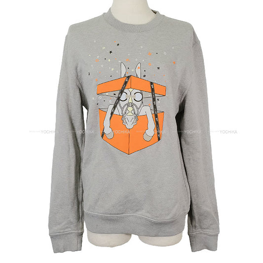 [Pre-loved] 2024 SS HERMES Sweat men's print Boite Surprise Surprise Box  Grey Cotton100% #XS[USED SA][Authentic]