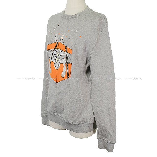 [Pre-loved] 2024 SS HERMES Sweat men's print Boite Surprise Surprise Box  Grey Cotton100% #XS[USED SA][Authentic]