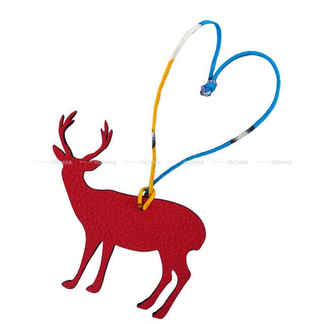 HERMES bag charm Petit H Reindeer Blue Indigo/Rouge Casaque Veau Epsom/Veau Togo[EXCELLENT][Authentic]