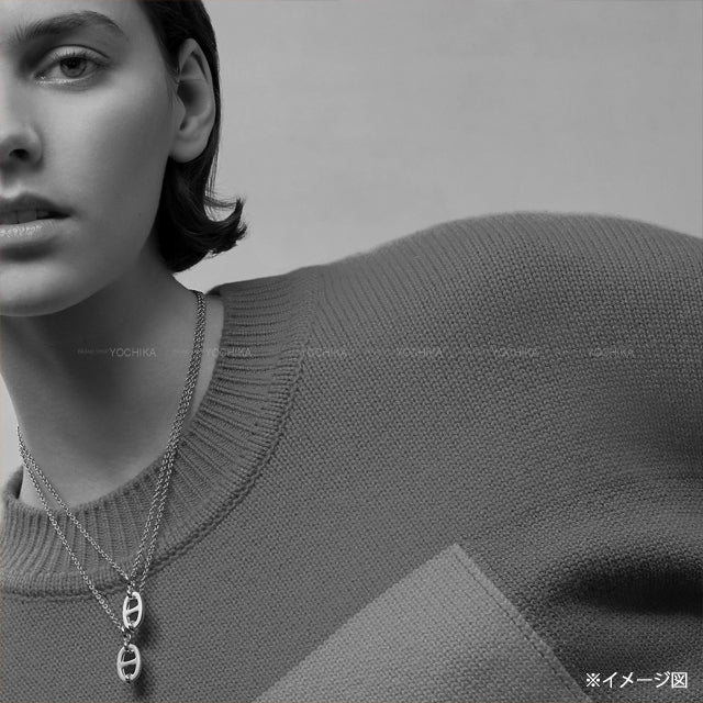 HERMES necklace Mini Maillon PM Marron Glace Rosegold plated/Lacquer Rose Gold HW[BRAND NEW][Authentic]