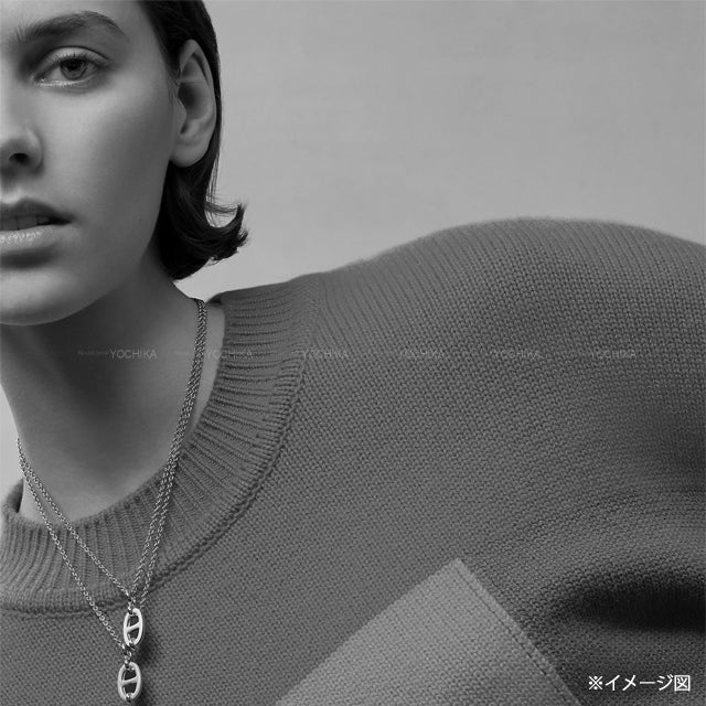 HERMES necklace Mini Maillon PM Noir (Black) Rosegold plated/Lacquer Rose Gold HW[BRAND NEW][Authentic]