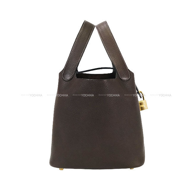 HERMES Handbag Picotin Lock 18 PM Ebene Barenia Faubourg Gold HW Stamp W[BRAND NEW][Authentic]