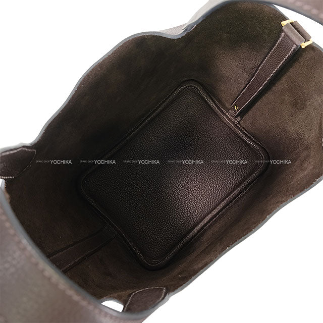 HERMES Handbag Picotin Lock 18 PM Ebene Barenia Faubourg Gold HW Stamp W[BRAND NEW][Authentic]