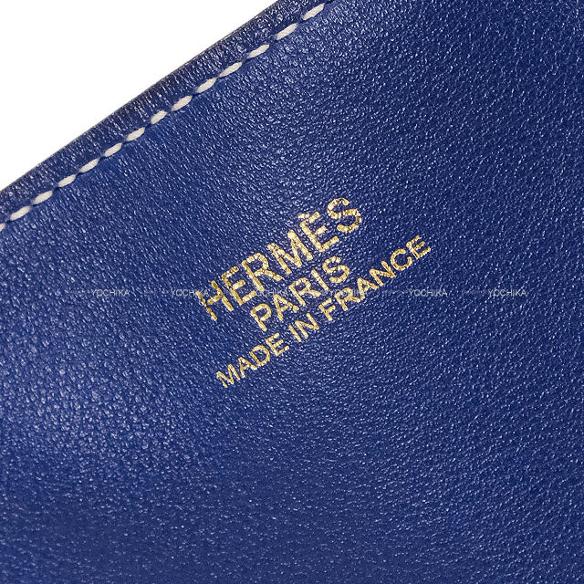 [Pre-loved] HERMES Handbag Double Sens 45 Bleu Saphir/Orange/Bleu Paon Veau Sikkim Stamp C[LIKE NEW][Authentic]