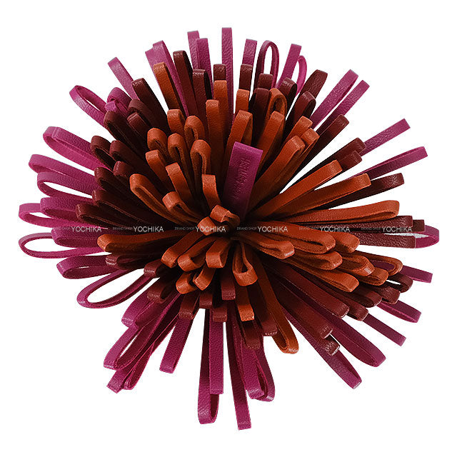 HERMES key ring Carmen Tricolor Rose Purple/Rouge H/Terre Battue Agneau Milo Silver HW Stamp U[EXCELLENT][Authentic]