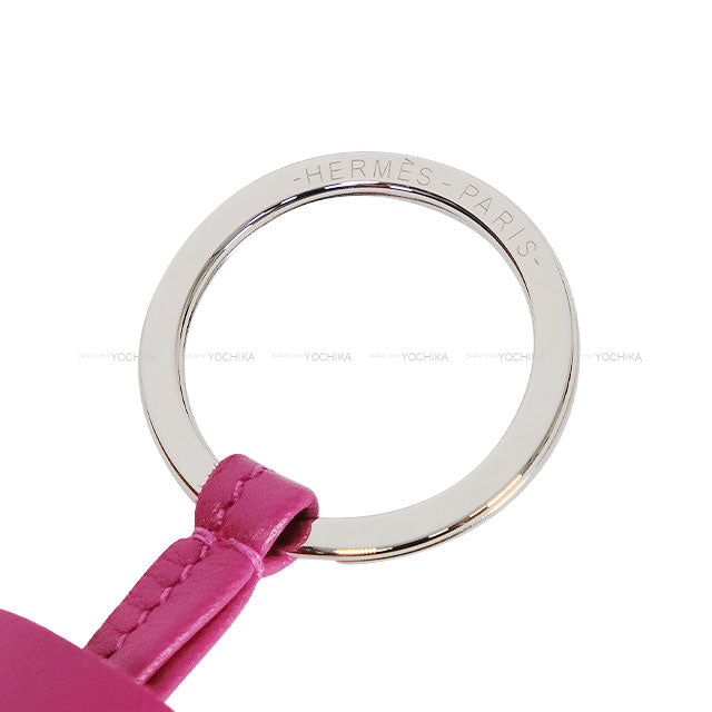 HERMES key ring Carmen Tricolor Rose Purple/Rouge H/Terre Battue Agneau Milo Silver HW Stamp U[EXCELLENT][Authentic]