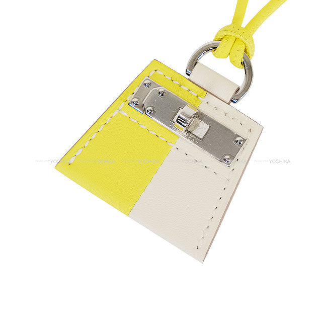 HERMES necklace Monpetitkelly Lime/Craie Veau Swift Silver HW[EXCELLENT][Authentic]