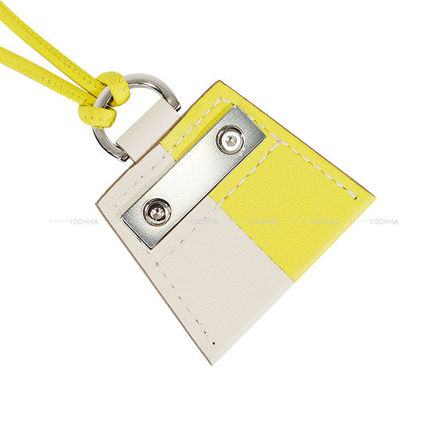 HERMES necklace Monpetitkelly Lime/Craie Veau Swift Silver HW[EXCELLENT][Authentic]