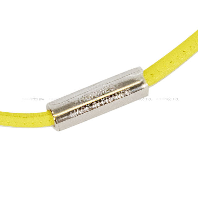 HERMES necklace Monpetitkelly Lime/Craie Veau Swift Silver HW[EXCELLENT][Authentic]