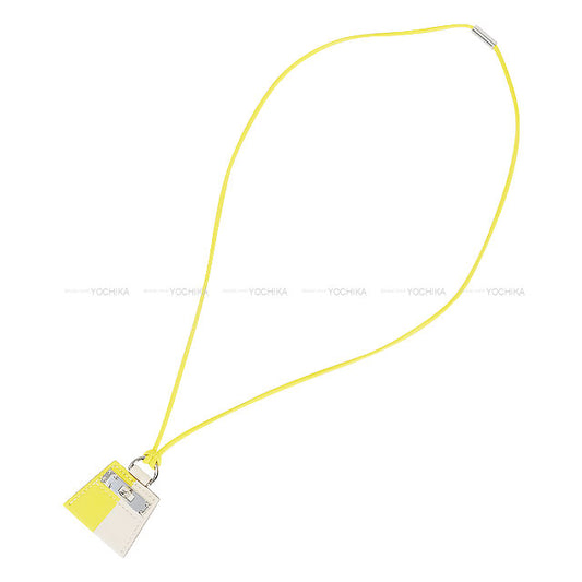 HERMES necklace Monpetitkelly Lime/Craie Veau Swift Silver HW[EXCELLENT][Authentic]