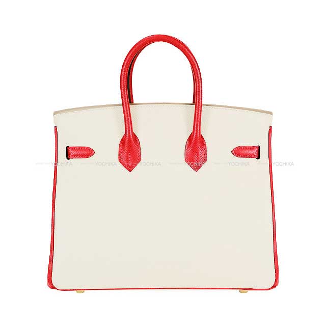 [Pre-loved] HERMES Handbag Birkin25 Special order HSS Craie/Rouge Casaque Veau Epsom Gold HW Stamp X[LIKE NEW][Authentic]