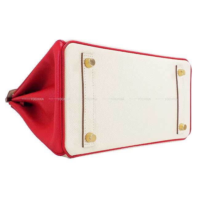 [Pre-loved] HERMES Handbag Birkin25 Special order HSS Craie/Rouge Casaque Veau Epsom Gold HW Stamp X[LIKE NEW][Authentic]