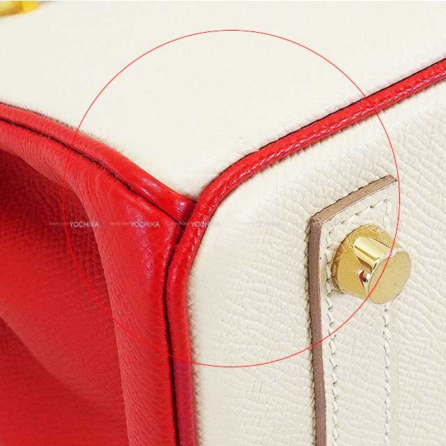 [Pre-loved] HERMES Handbag Birkin25 Special order HSS Craie/Rouge Casaque Veau Epsom Gold HW Stamp X[LIKE NEW][Authentic]