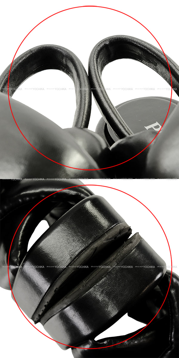 [Pre-loved] PRADA sandals Wedge Softpadded #36.5 Noir (Black) Nappa Leather 36.5 1XZ758[LIKE NEW][Authentic]