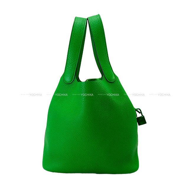 [Pre-loved] HERMES Handbag Picotin Lock 22 MM Monochrome SO GREEN Bambou Taurillon Clemence Mat Green HW Stamp Z[USED SA][Authentic]