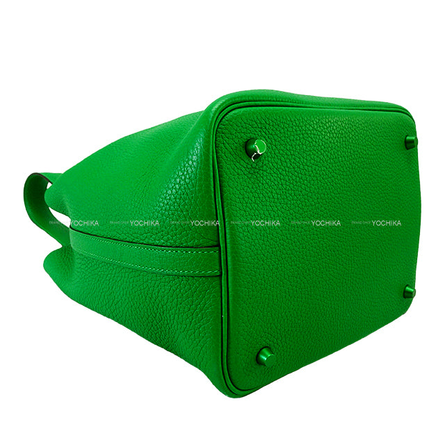 [Pre-loved] HERMES Handbag Picotin Lock 22 MM Monochrome SO GREEN Bambou Taurillon Clemence Mat Green HW Stamp Z[USED SA][Authentic]