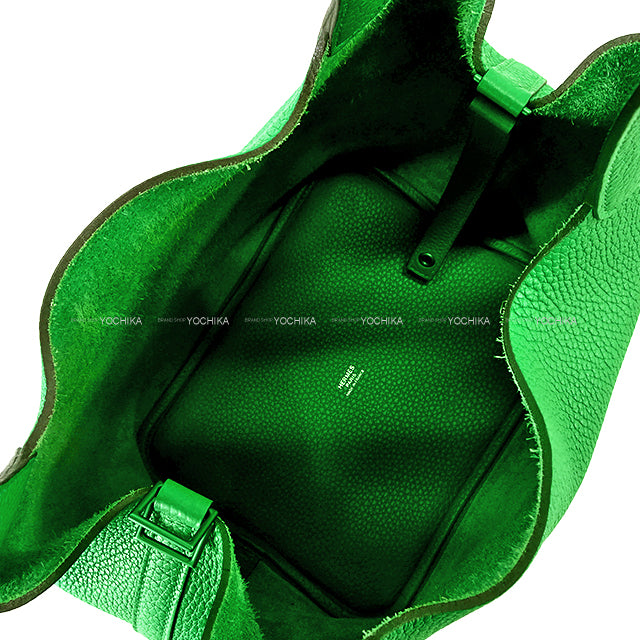 [Pre-loved] HERMES Handbag Picotin Lock 22 MM Monochrome SO GREEN Bambou Taurillon Clemence Mat Green HW Stamp Z[USED SA][Authentic]