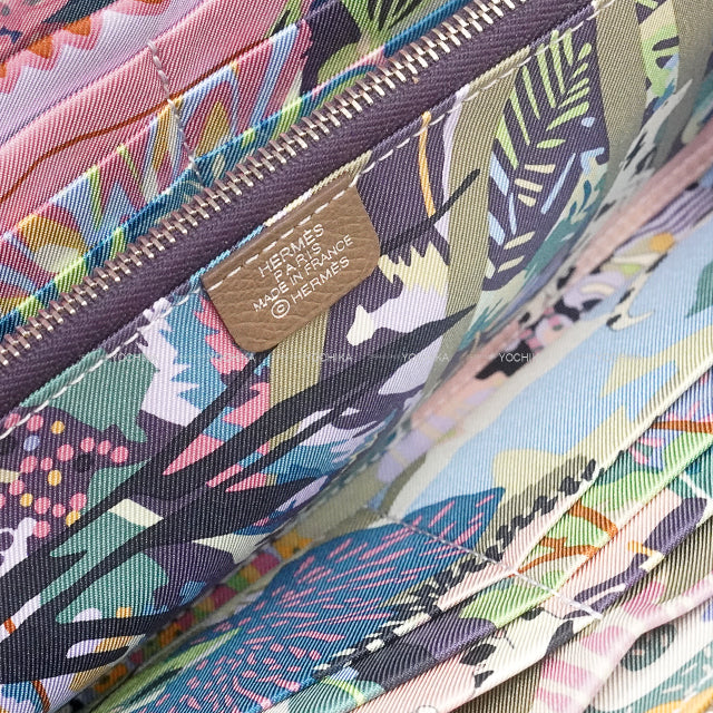 [Pre-loved] HERMES long wallet Azap Silk'in Long EN LIBERTE! Etoupe Veau Epsom/Veau Barenia/Silk100% Silver HW Stamp W[LIKE NEW][Authentic]